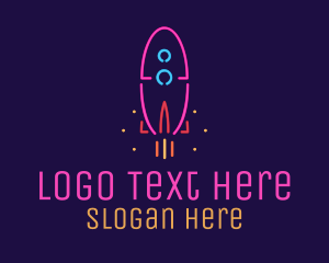 Neon Space Rocket Logo