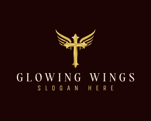 Crucifix Cross Wings logo design