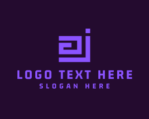 Cyber Monogram Letter AJ logo design
