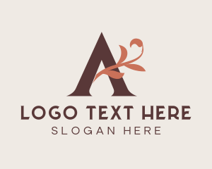 Letter A - Ornamental Leaf Letter A logo design