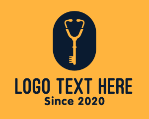 Key - Golden Key Stethoscope logo design