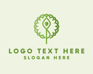 Stretching - Yoga Tree Pose logo design