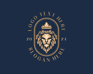 Vintage - Lion King Crown logo design