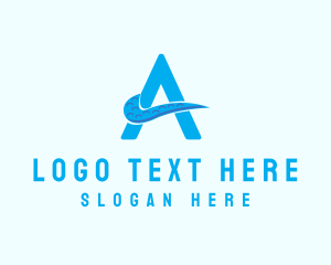 Aqua Park - Blue Tentacle Letter A logo design