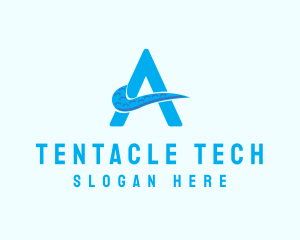 Tentacle - Blue Tentacle Letter A logo design