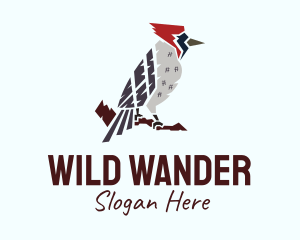 Perched Wild Woodpecker logo design