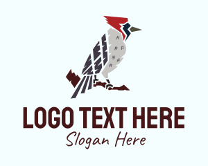 Woodpecker - Perched Wild Woodpecker logo design