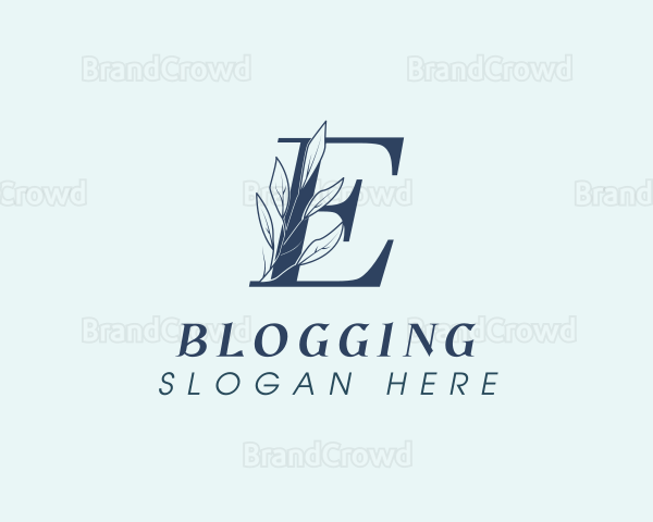 Blue Floral Letter E Logo