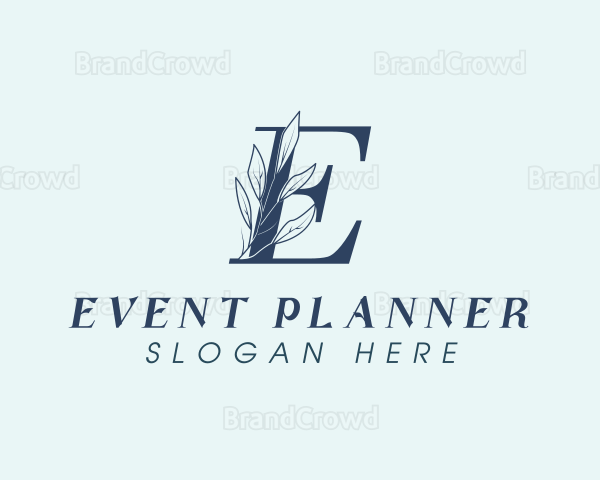 Blue Floral Letter E Logo