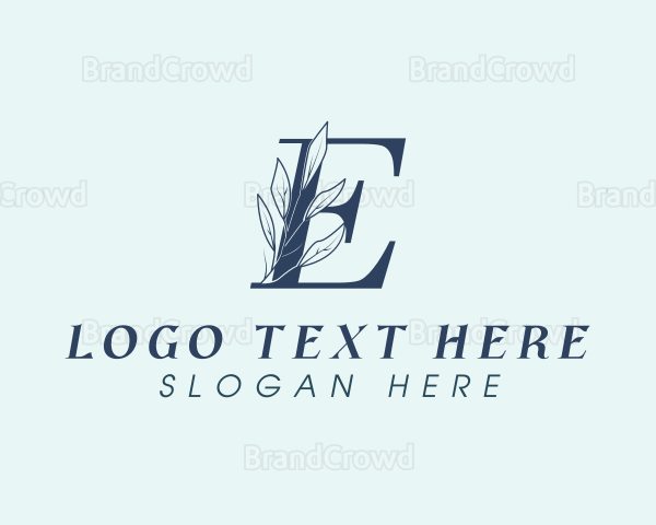 Blue Floral Letter E Logo