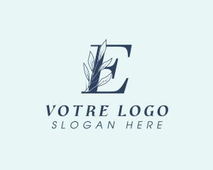 Blue Floral Letter E  Logo