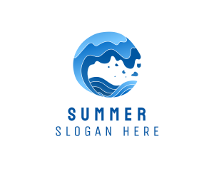 Surfing Beach Wave Resort  logo design