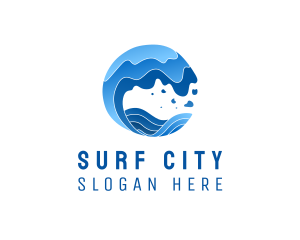 Surfing Beach Wave Resort  logo design