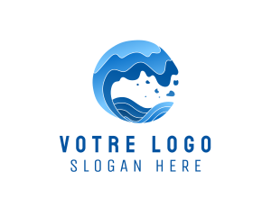 Blue - Surfing Beach Wave Resort logo design