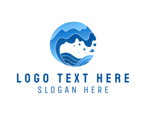 Blue - Surfing Beach Wave Resort logo design