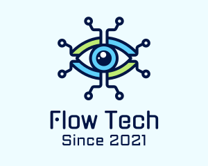 Tech Circuit Eye logo design