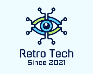 Tech Circuit Eye logo design