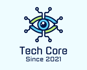 Tech Circuit Eye logo design