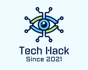 Tech Circuit Eye logo design