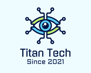 Tech Circuit Eye logo design