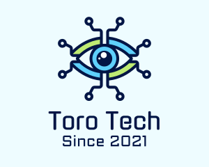 Tech Circuit Eye logo design