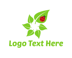 Red Insect - Green Leaves Beetle logo design