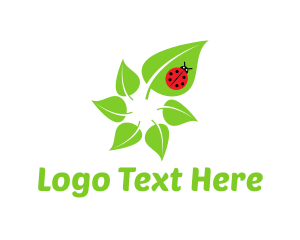 Red Bug - Green Leaves Beetle logo design