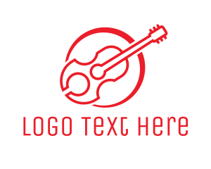 Classical - Classical Red Guitar logo design