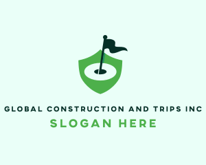 Golf Course Flag Shield Logo