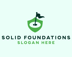 Golf Course Flag Shield Logo