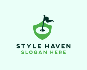Golf Course Flag Shield Logo