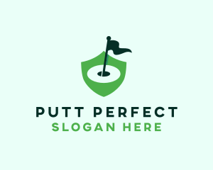 Putt - Golf Course Flag Shield logo design