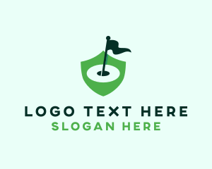 Golf Ball - Golf Course Flag Shield logo design