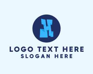 Comic - Blue Letter H logo design