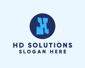 Blue Letter H logo design