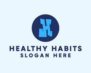 Blue Letter H logo design