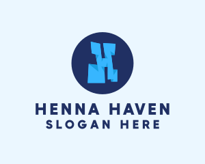 Blue Letter H logo design