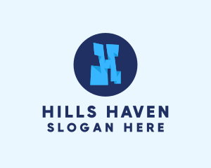 Blue Letter H logo design