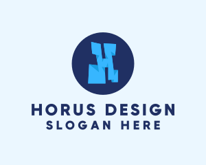 Blue Letter H logo design