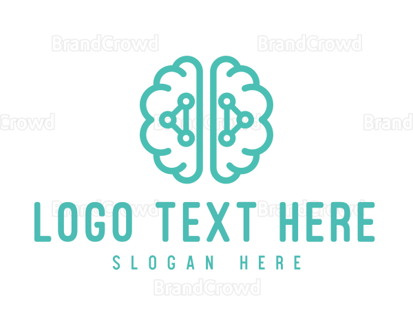 Teal Brain Mind Logic Logo