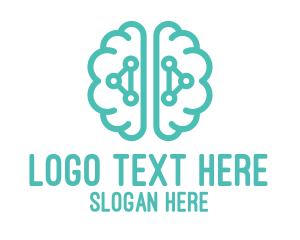 Line - Teal Brain Logic logo design