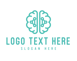 Line - Teal Brain Mind Logic logo design