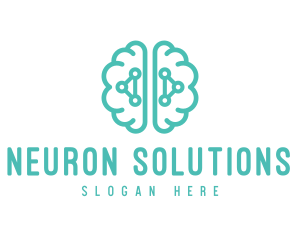 Neuron - Teal Brain Mind Logic logo design