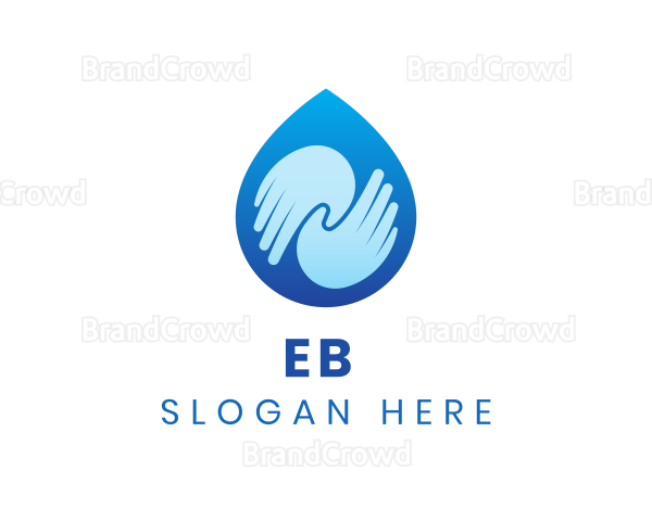Blue Hand Droplet Logo