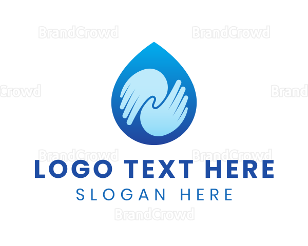 Blue Hand Droplet Logo