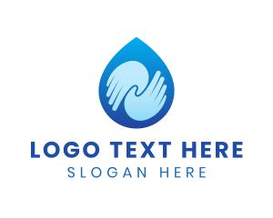 Cleaning - Blue Hand Droplet logo design