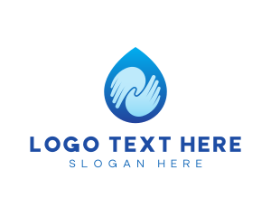 Health - Blue Hand Droplet logo design