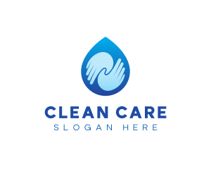 Hygienic - Blue Hand Droplet logo design