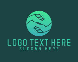 Helping - Digital Hand Circuit logo design