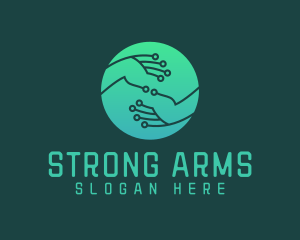 Arms - Digital Hand Circuit logo design